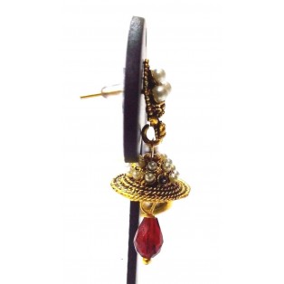 Golden Oxidized Earrings Ethnic Imitation Jewelry Drop Dangle Chandelier - EA48